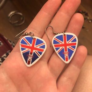 Union Jack Guitar Pick Earrings